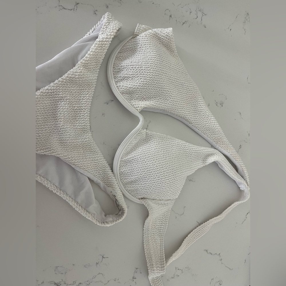 White Textured Bikini Set